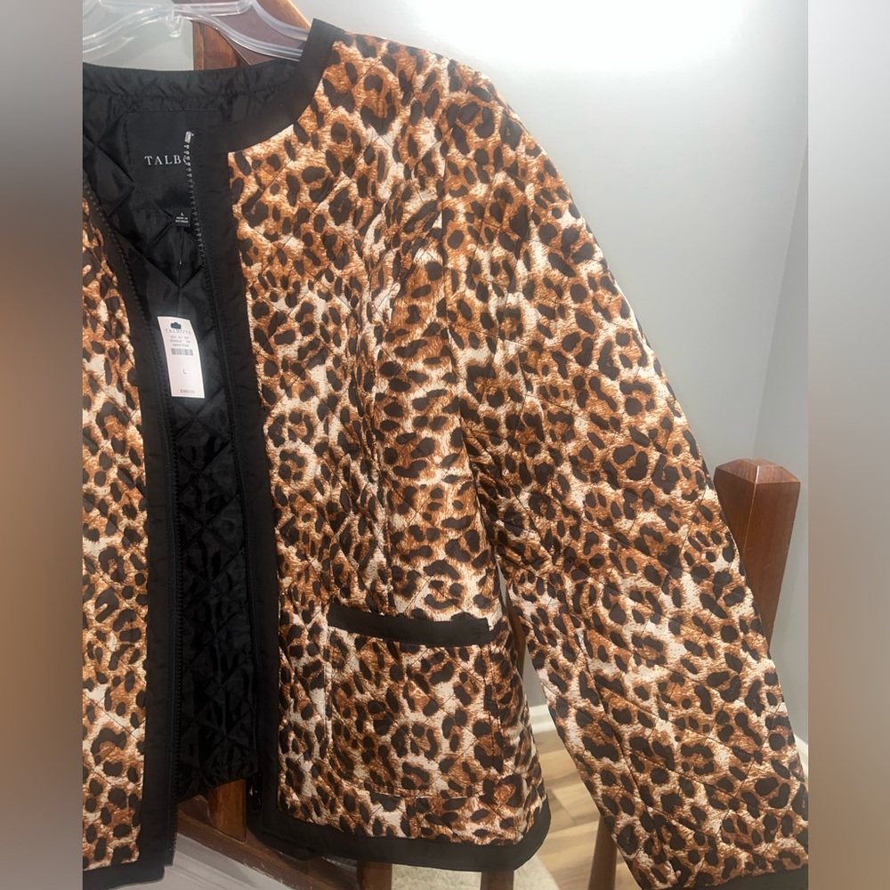 Talbots cheetah/leopard print quilted jacket - Picture 3 of 4